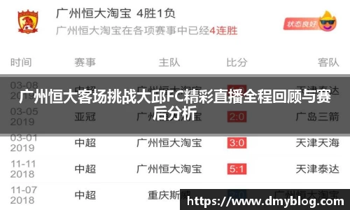广州恒大客场挑战大邱FC精彩直播全程回顾与赛后分析